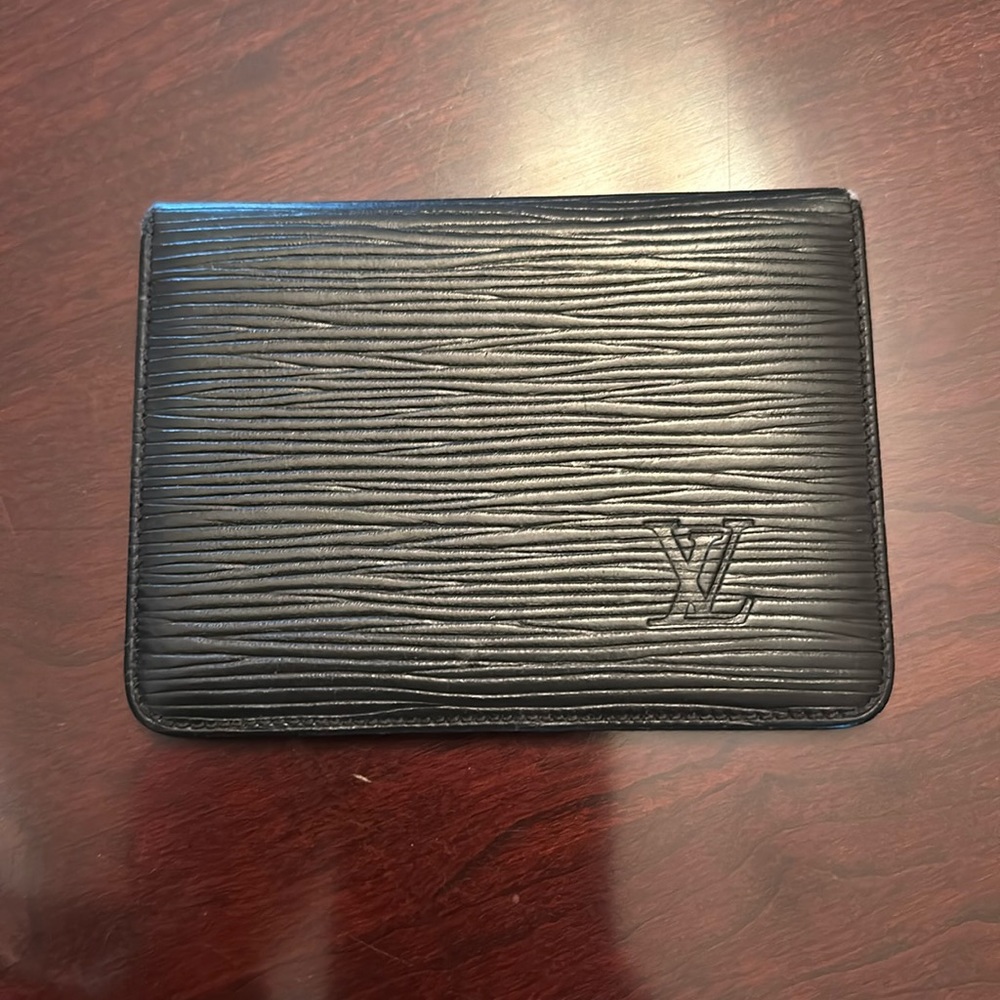 Louis Vuitton black two clear ID card holder Good condition